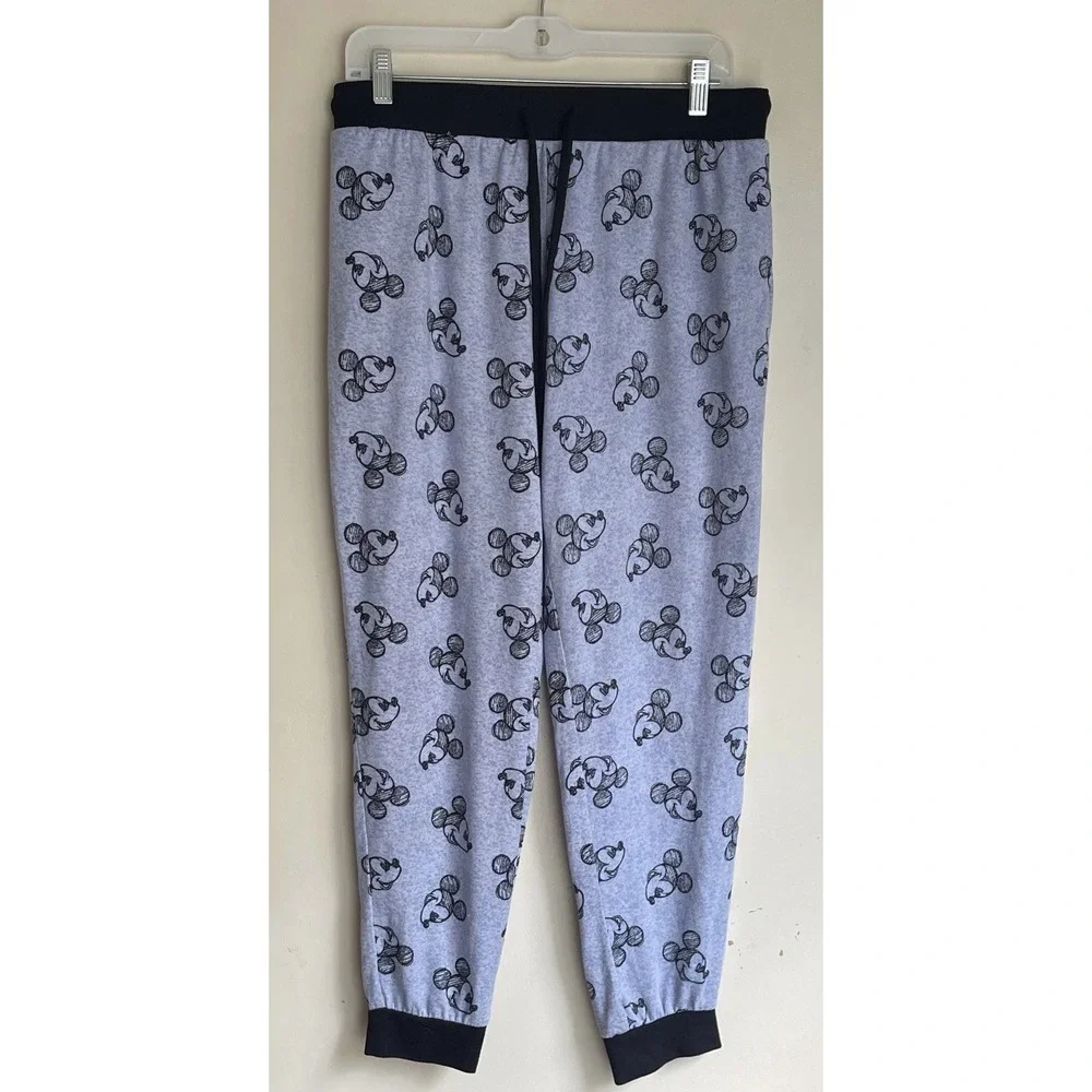 Disney Mickey Mouse Sketch Heather Gray 2 Piece Pajama Jogger Lounge Set Medium